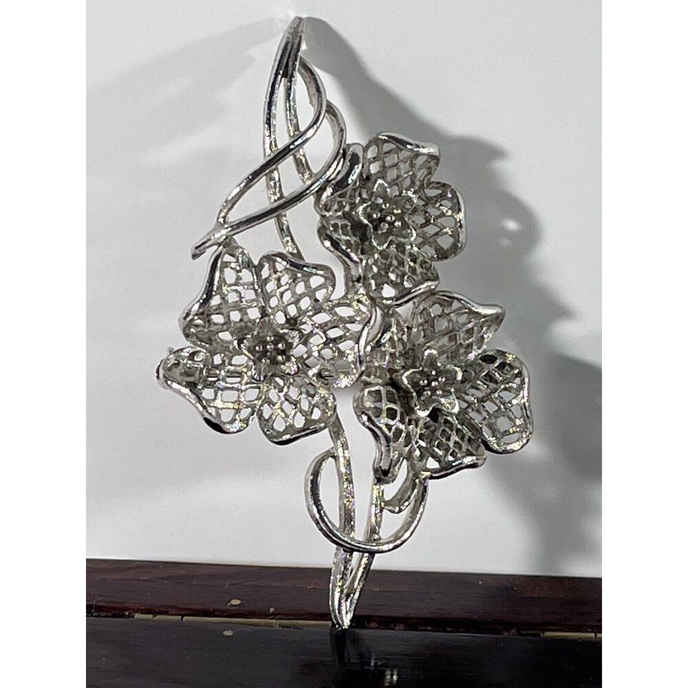 Unser Stunning Silver 5 Leaf Clover Brooch Pin